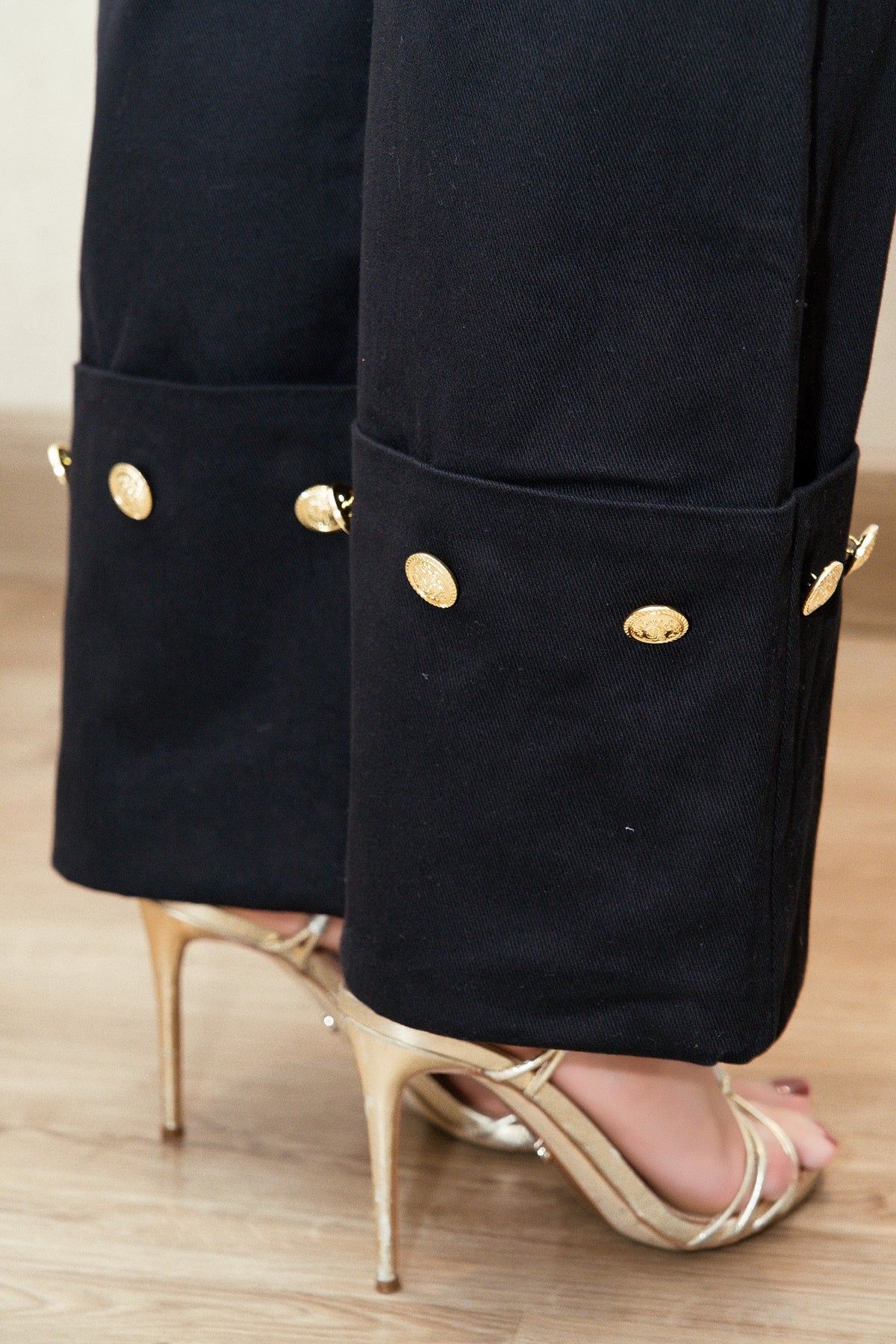 Gold Button Stretch Pants