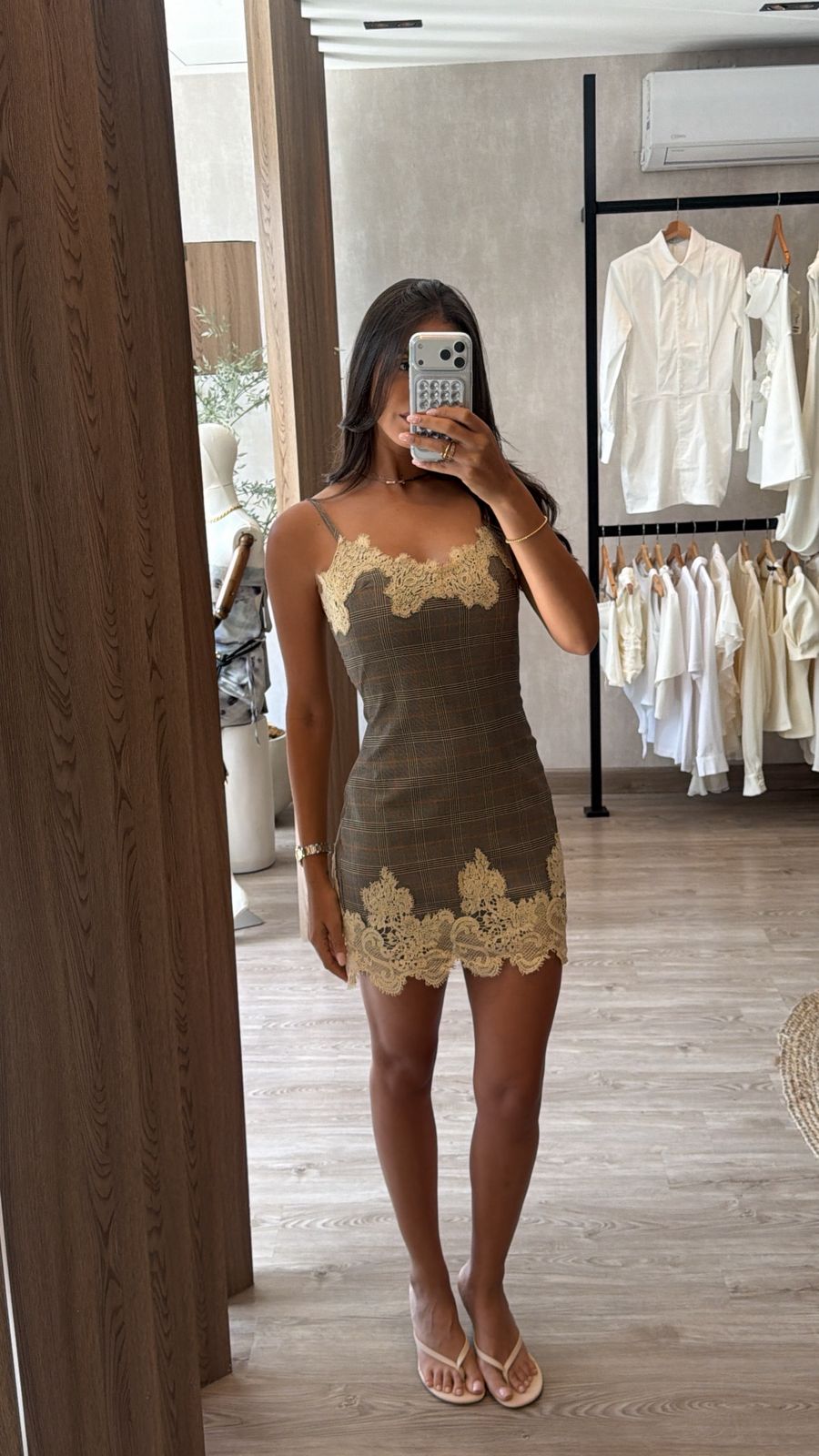 Tartan Lace Mini Dress
