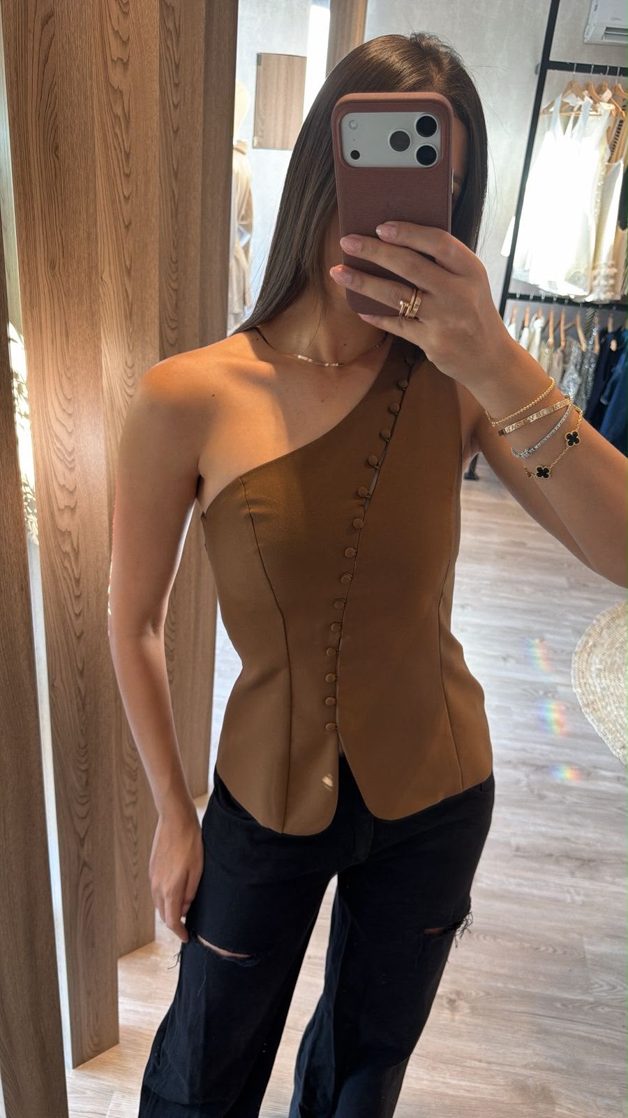 Brown Shoulder Top